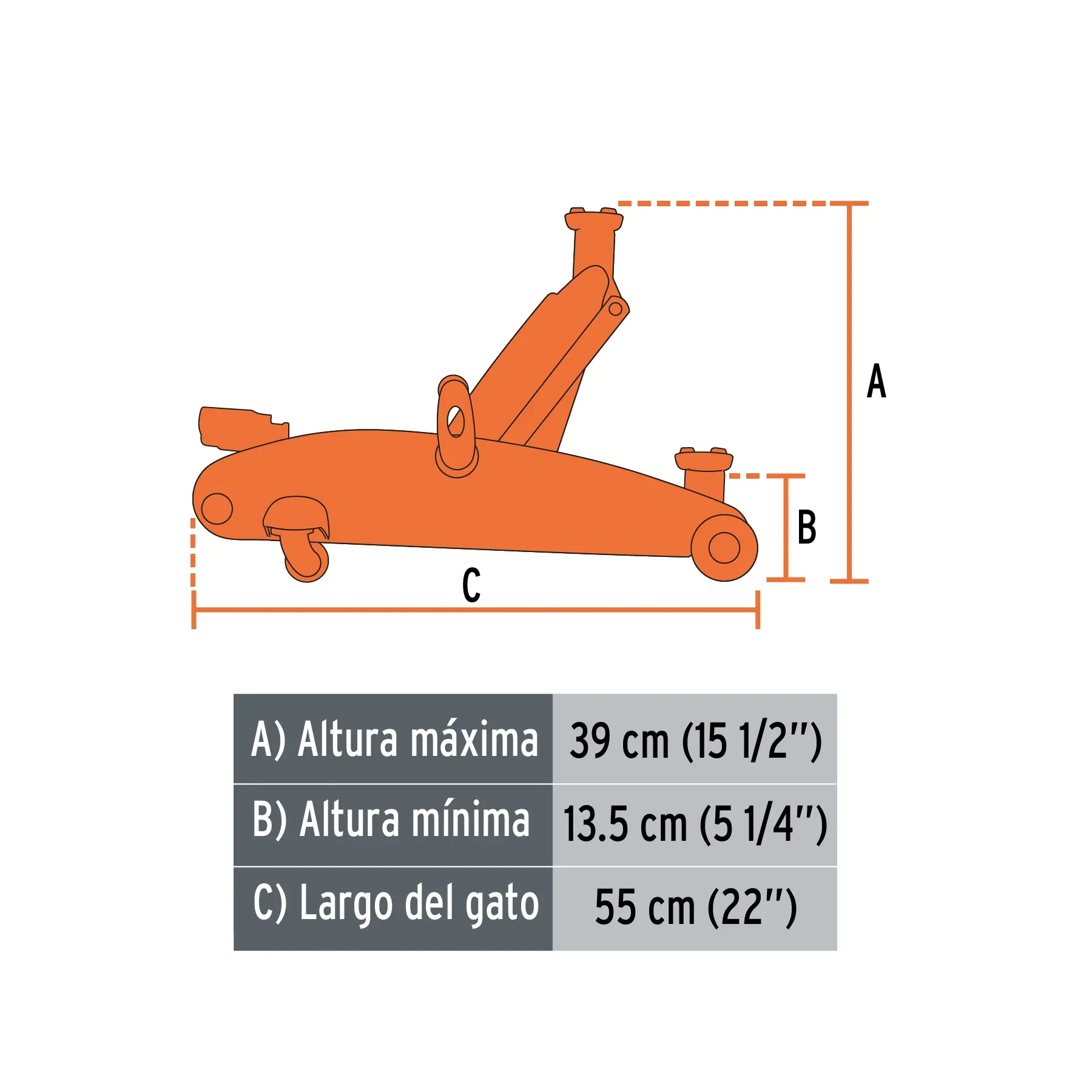 Gato Hidráulico Tipo Zorra Para Automóvil Y Camioneta 2.5 Toneladas Reforzado Truper + Estuche / Elevación Rápida 