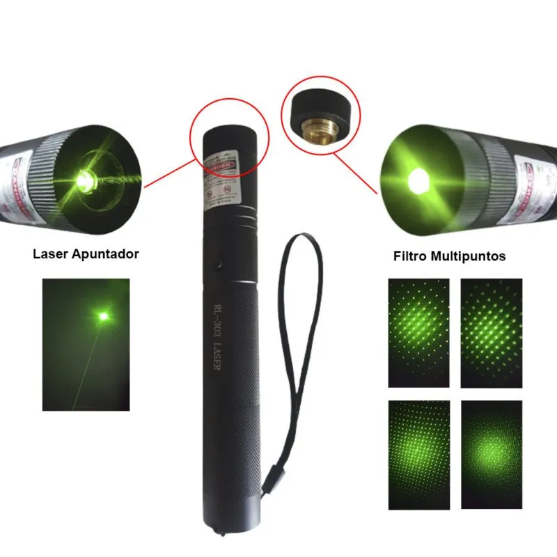 Laser Puntero Verde Filtro Multipuntos Gran Potencia RL-303