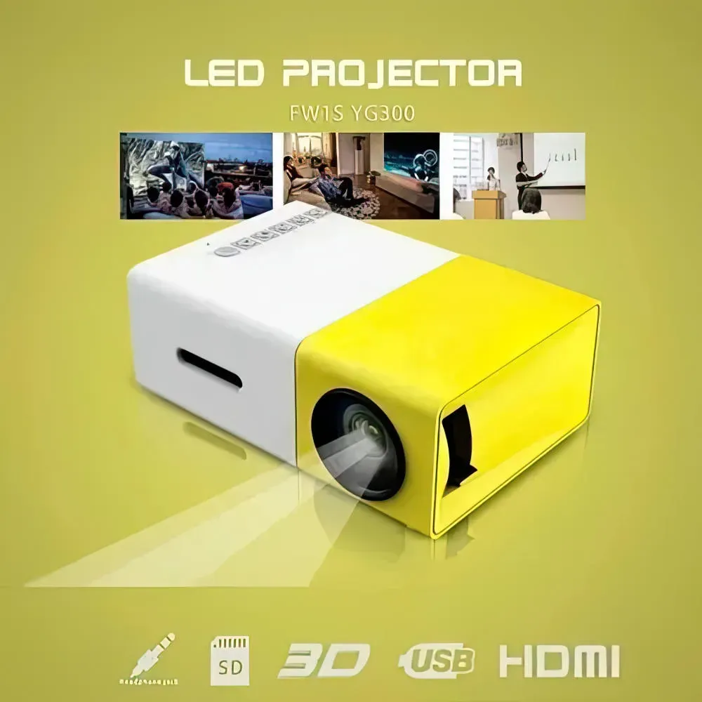 Mini Proyector Portátil YG300 LED 600 Lúmenes, HDMI/USB, Protege Ojos