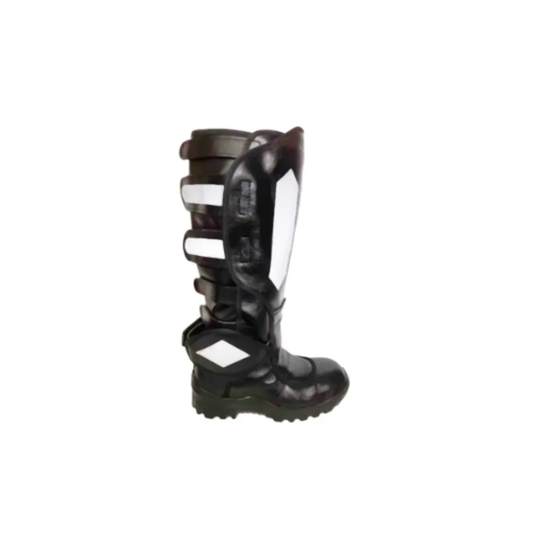 Bota Escolta Motorizado Anti Esquirlas Reflectiva Puntera Acero Unisex