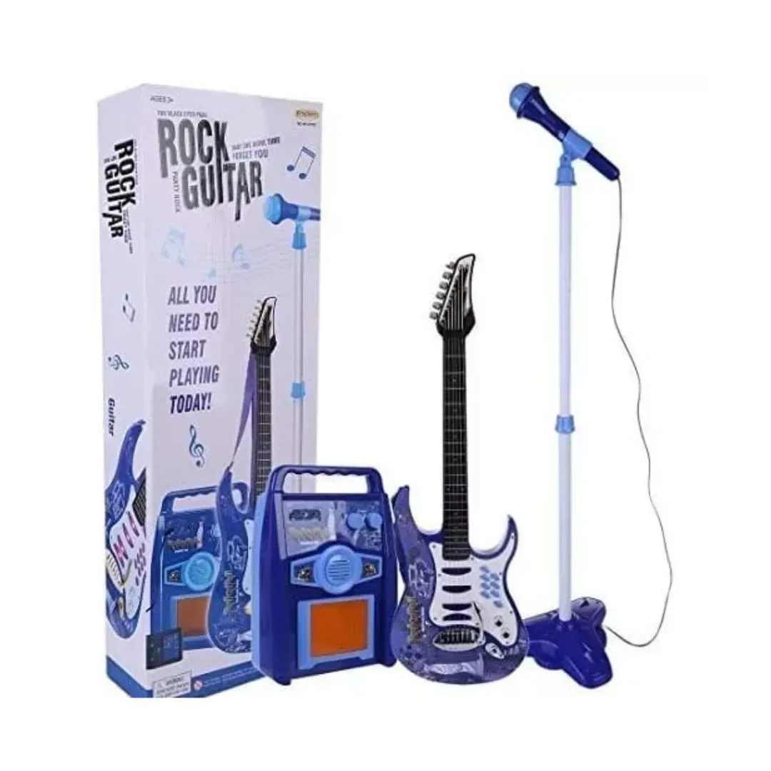 Juego Karaoke Infantil Con Guitarra Eléctrica Micrófono Y Amplificador