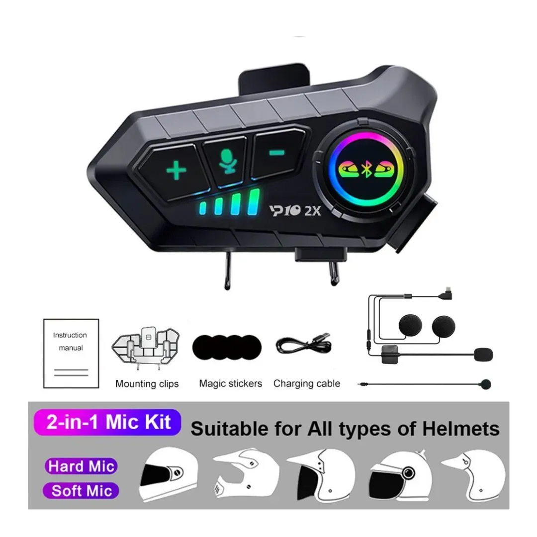 Intercomunicadores X2 Bluetooth KR-M1 Sonido HIFI Resistencia Al Agua IPX6 Larga Duración De Batería