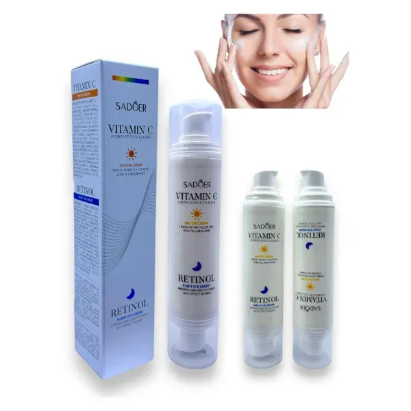 Crema Contorno De Ojos 2 En 1 Aplicación Día Y Noche Con Vitamina C, Retinol Y Colágeno Hidrolizado Sadoer Original