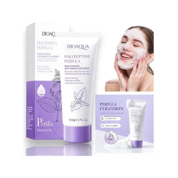 Kit Hidratante Facial Perilla Y Polypeptidos Bioaqua ( Incluye Loción, Jabón, Crema,Sérum, Emulsión y Mascarilla)