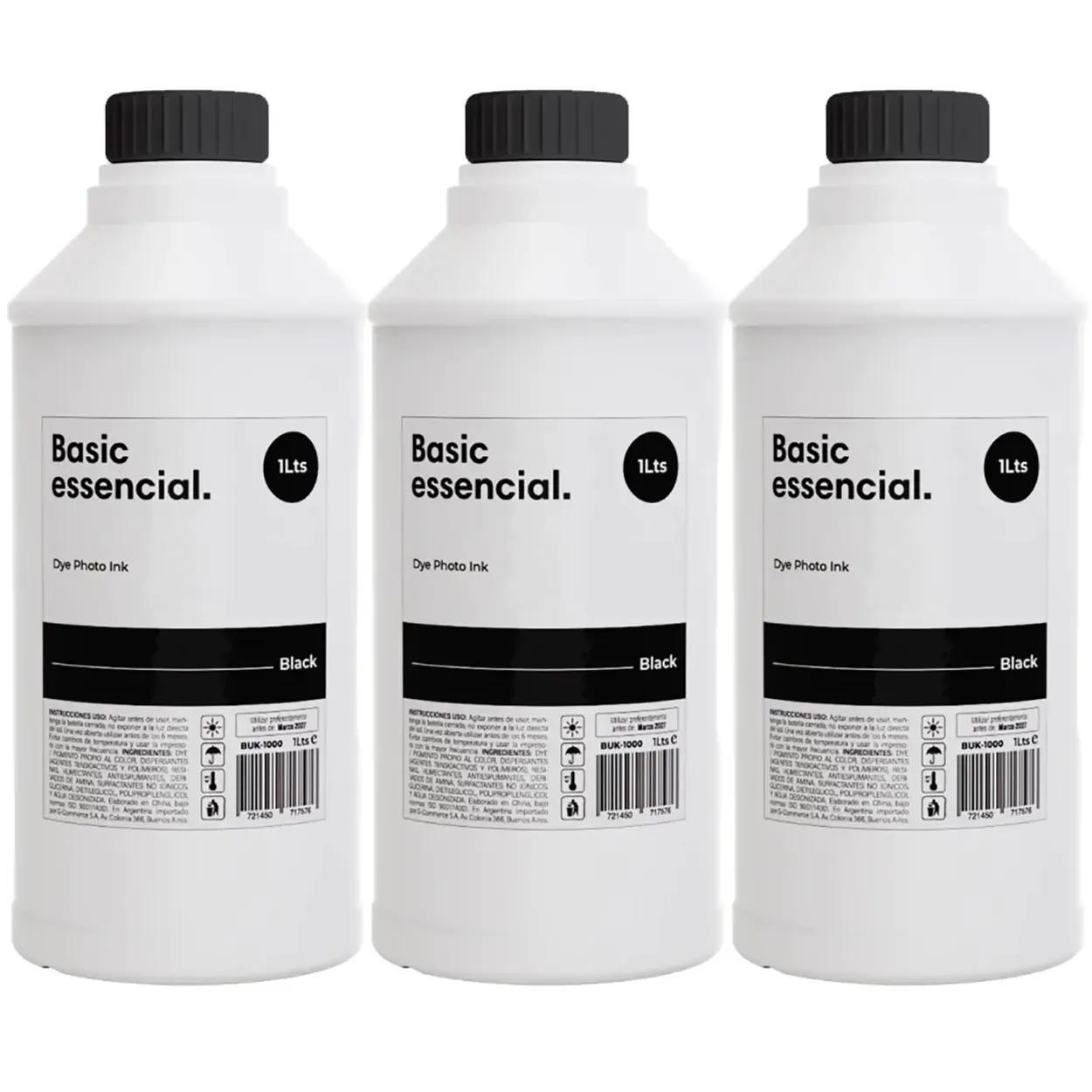 Kit x3 Litros de Tinta Genérico Epson Negra Botella x1000ml