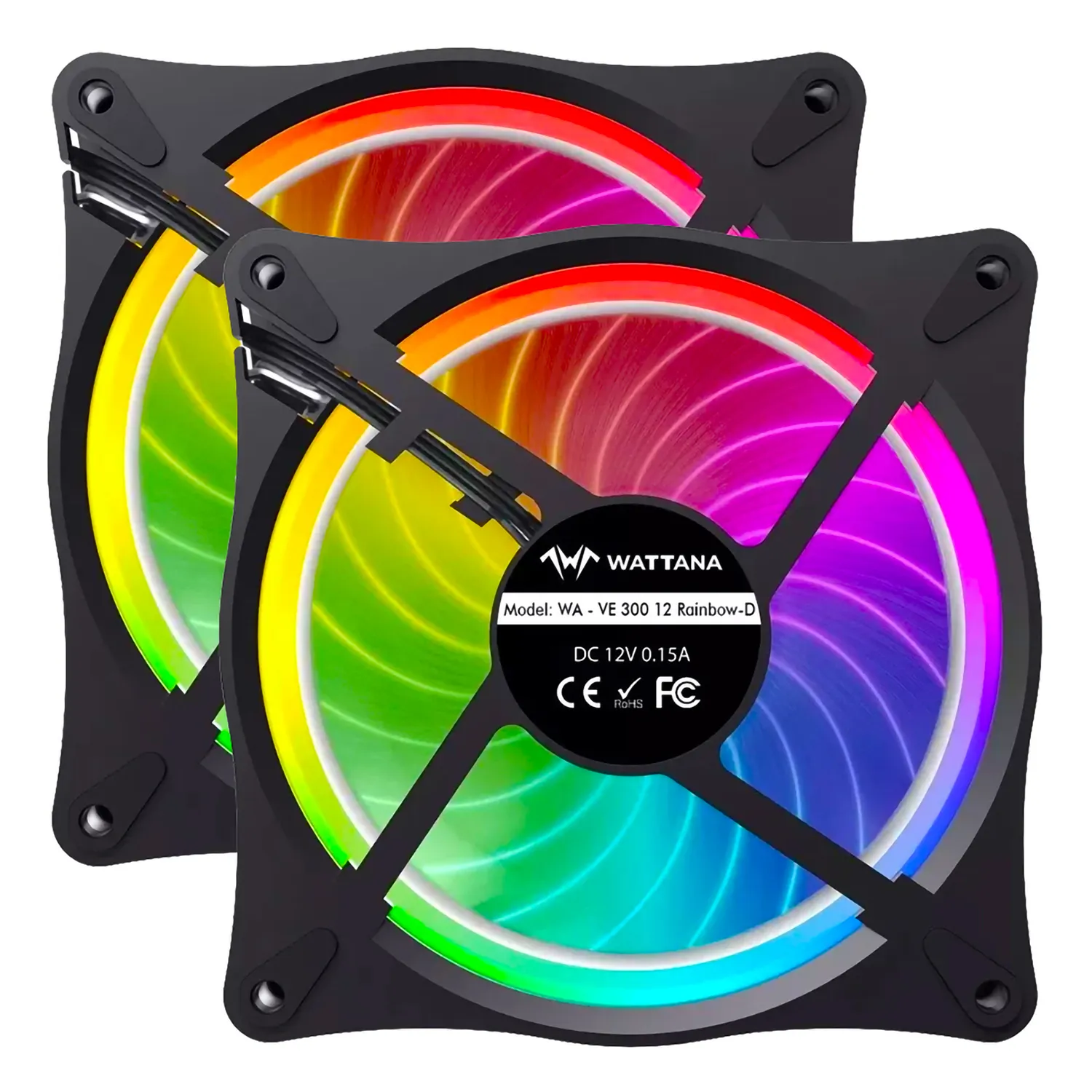 Kit x2 Ventiladores RGB Wattana WA-VE-300 Conector Molex