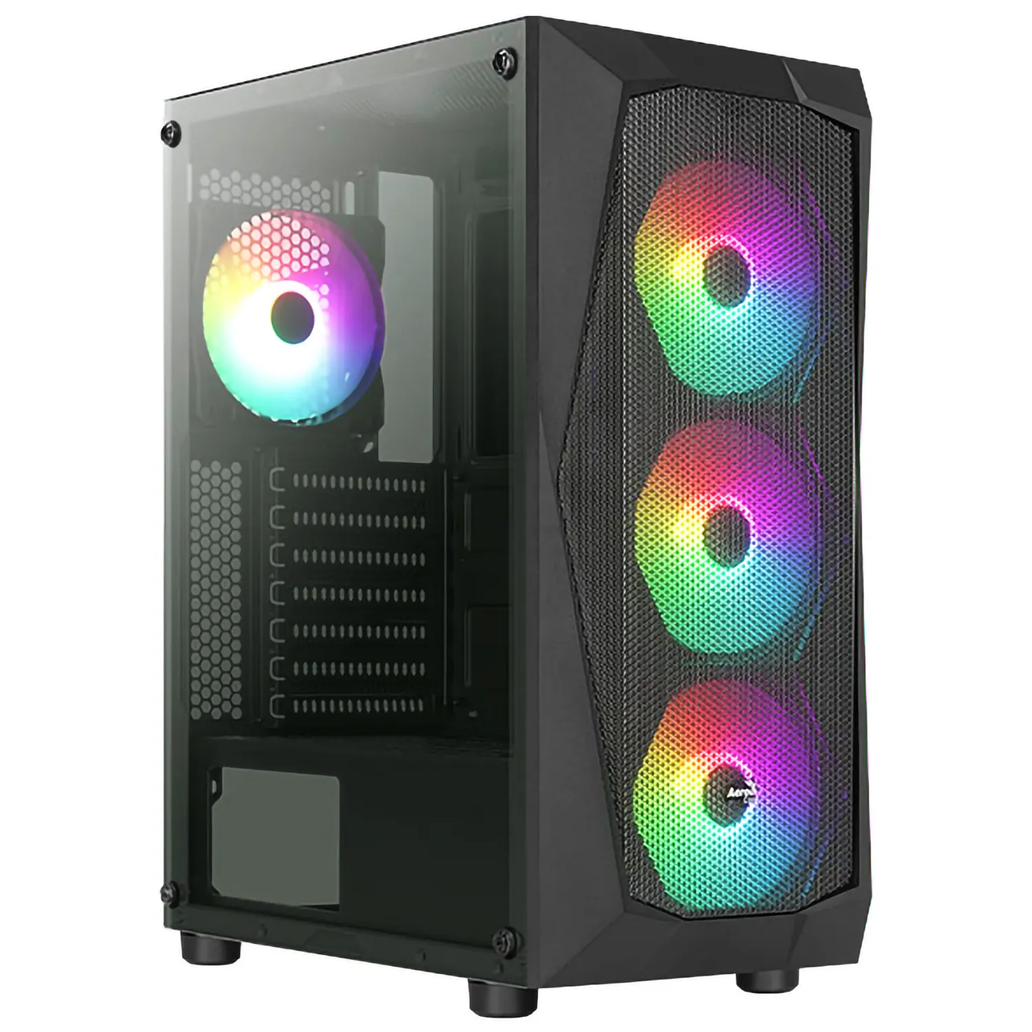 Chasis Gamer ATX Gabinete Aerocool Falcon + 4 Fans RGB 120mm