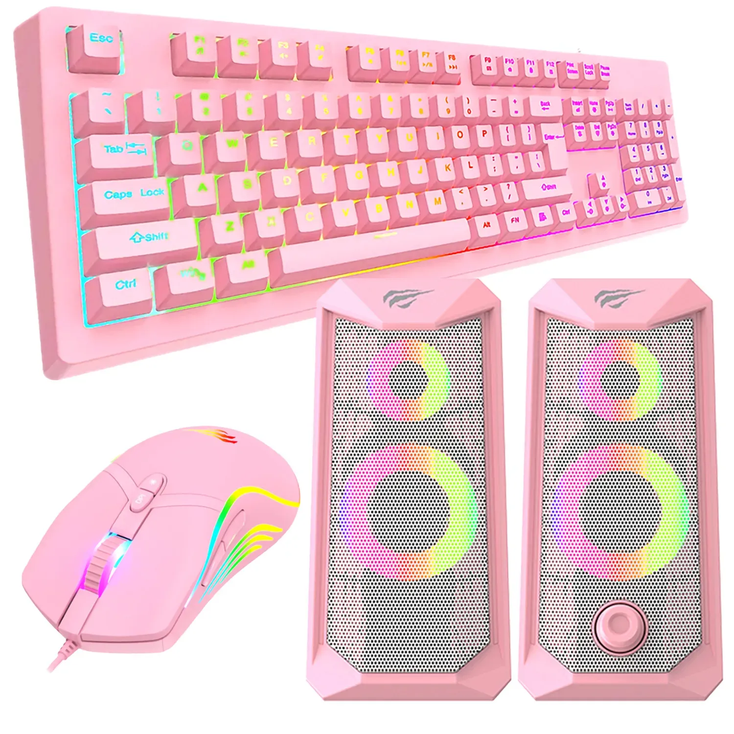 Combo Teclado, Mouse y Parlantes Rosa Havit Pink Taboo