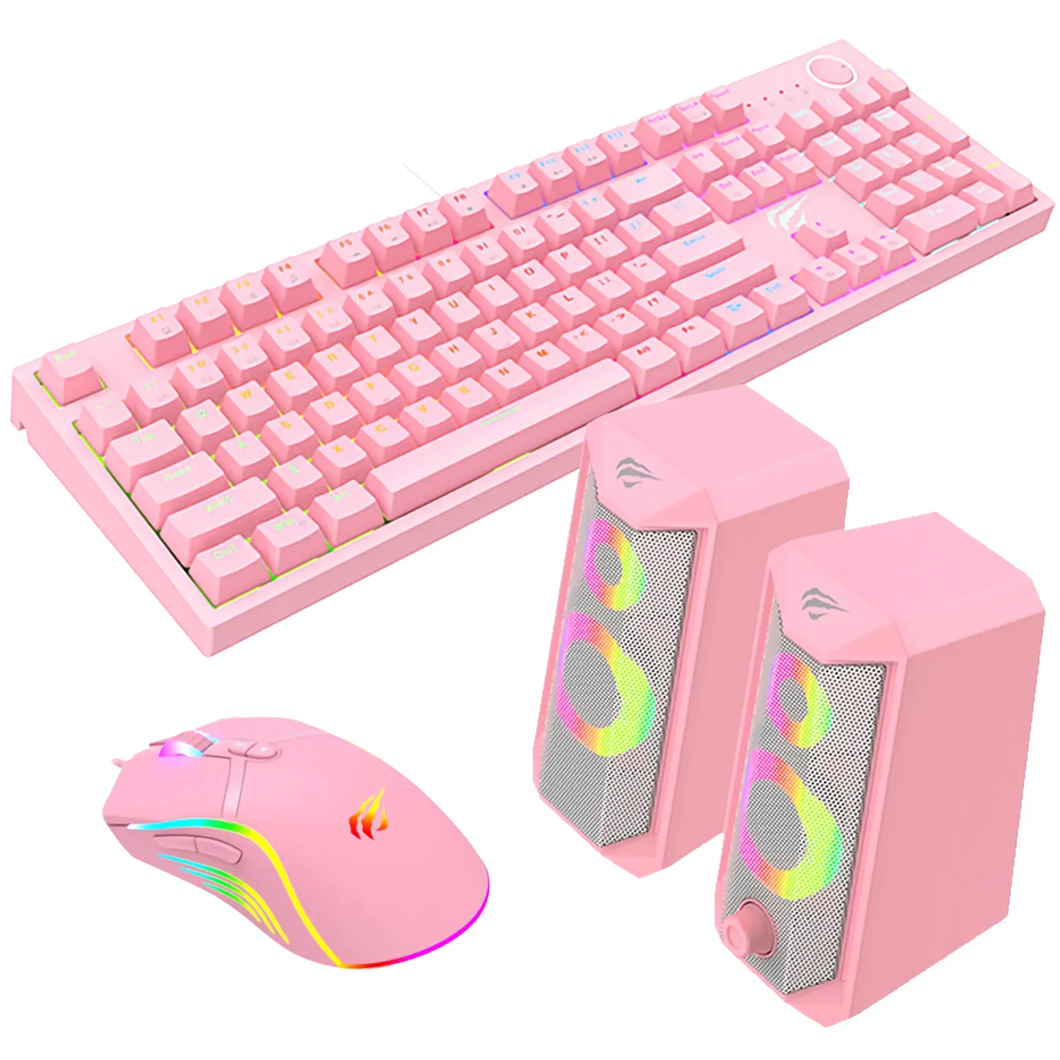 Combo Teclado, Mouse y Parlantes Rosa Havit Pink Taboo