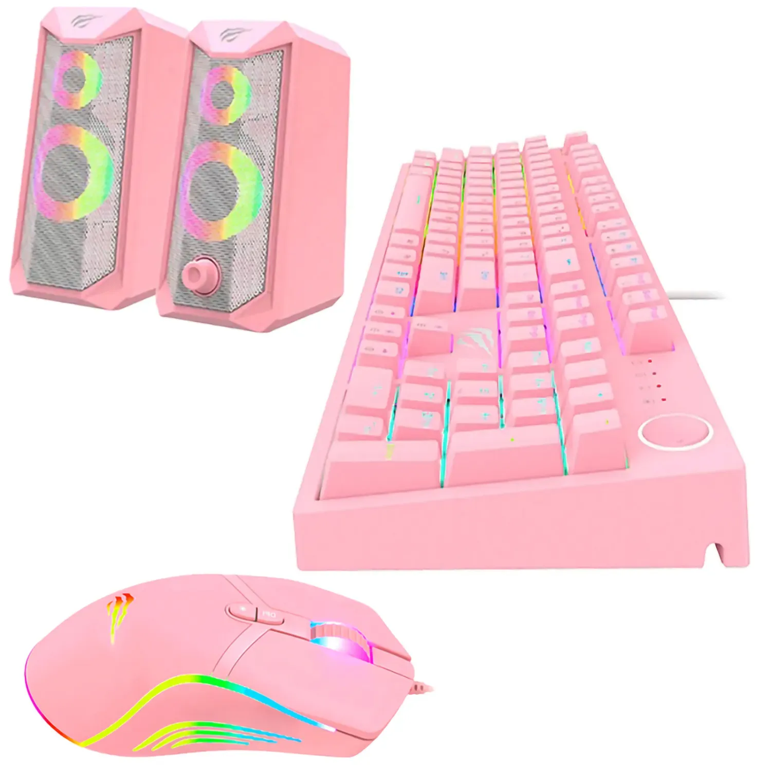 Combo Teclado, Mouse y Parlantes Rosa Havit Pink Taboo