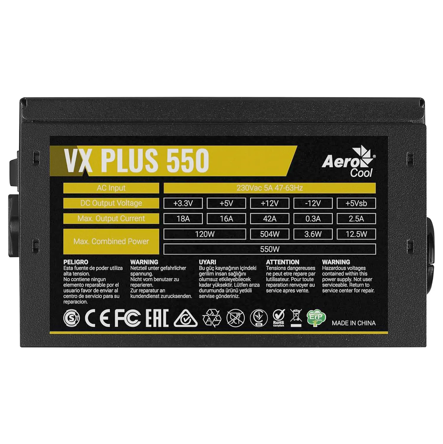 Fuente de Poder 550W Reales Aero Cool VX Plus Series