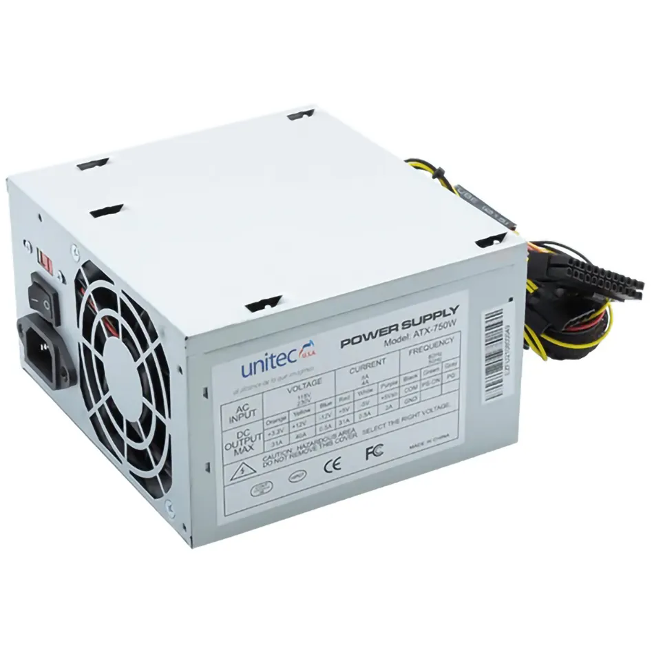 Fuente de Poder Básica Unitec ATX-750W (250W Reales)