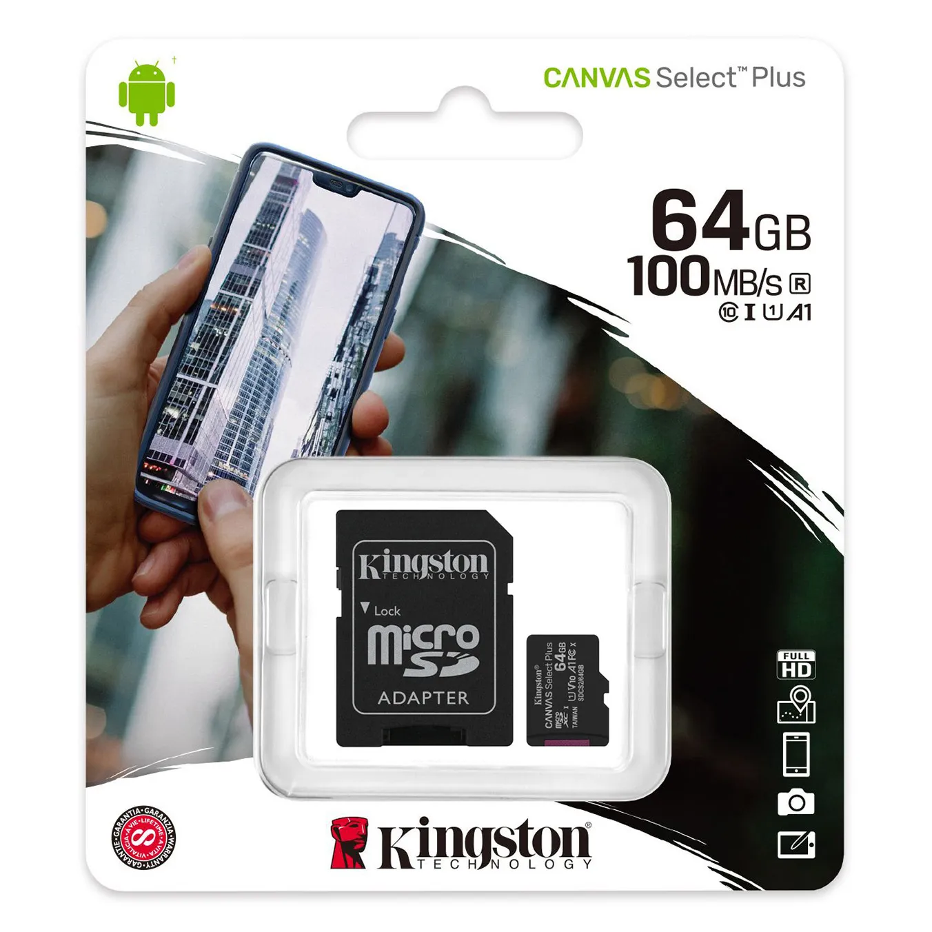 Memoria Micro SD 64GB Kingston Canvas Plus – 100mb/s