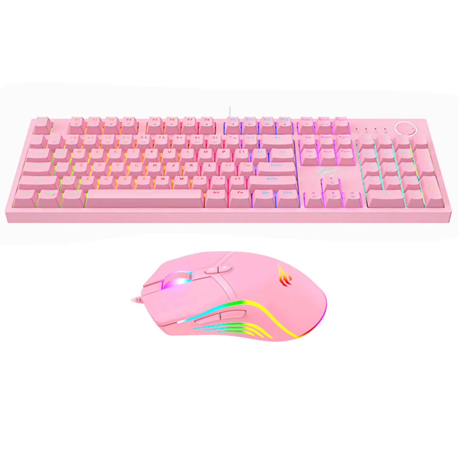 Combo Teclado Mecánico y Mouse Gamer Rosa Havit KB871L y MS1026 Pink Taboo