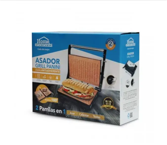 Asador Grill Panini Cobre 180º Home Elements HEGP-215C