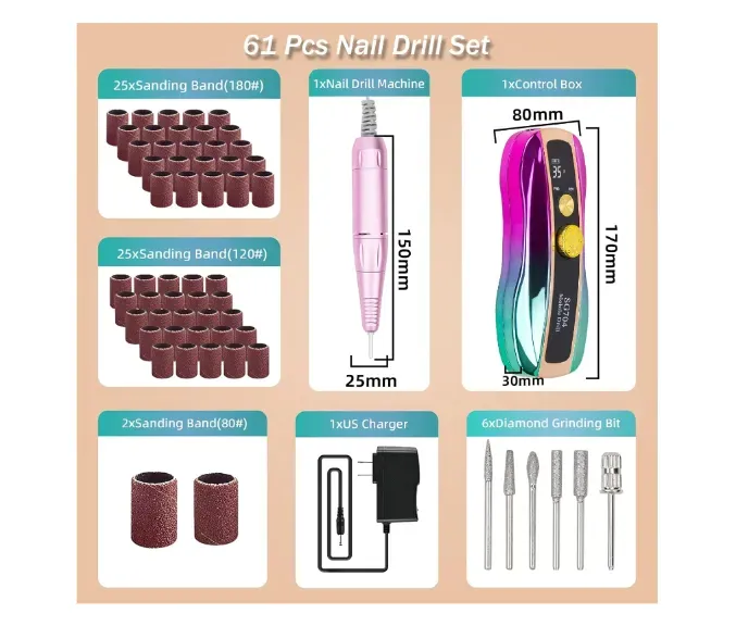 Combo Pulidor De Uñas Inalámbrico 35W + Lampara De Uñas Inalámbrica 66W 