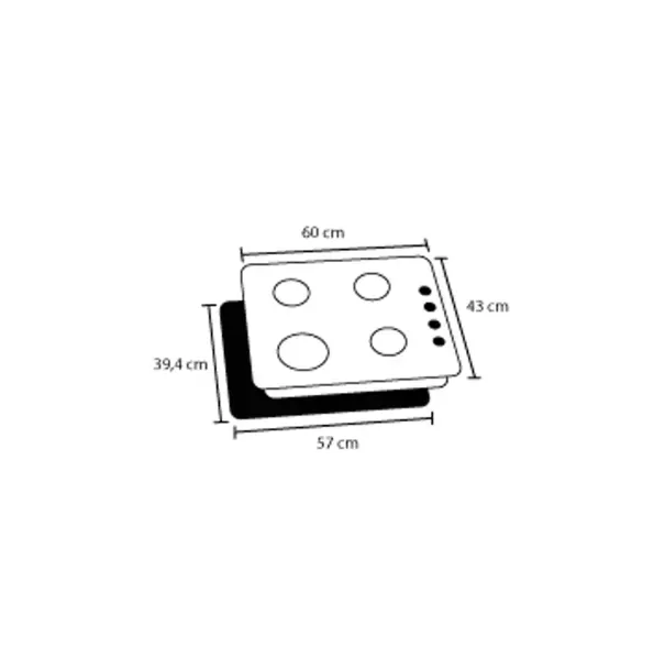 Cubierta Haceb 4 Puestos Gas Natural Cristal 60Cm Negro