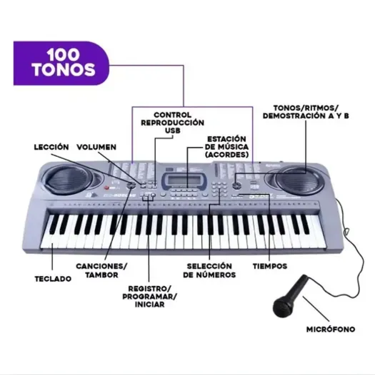 Juguete Organeta Electrica 61 Teclas MQ-809USB FullGan 