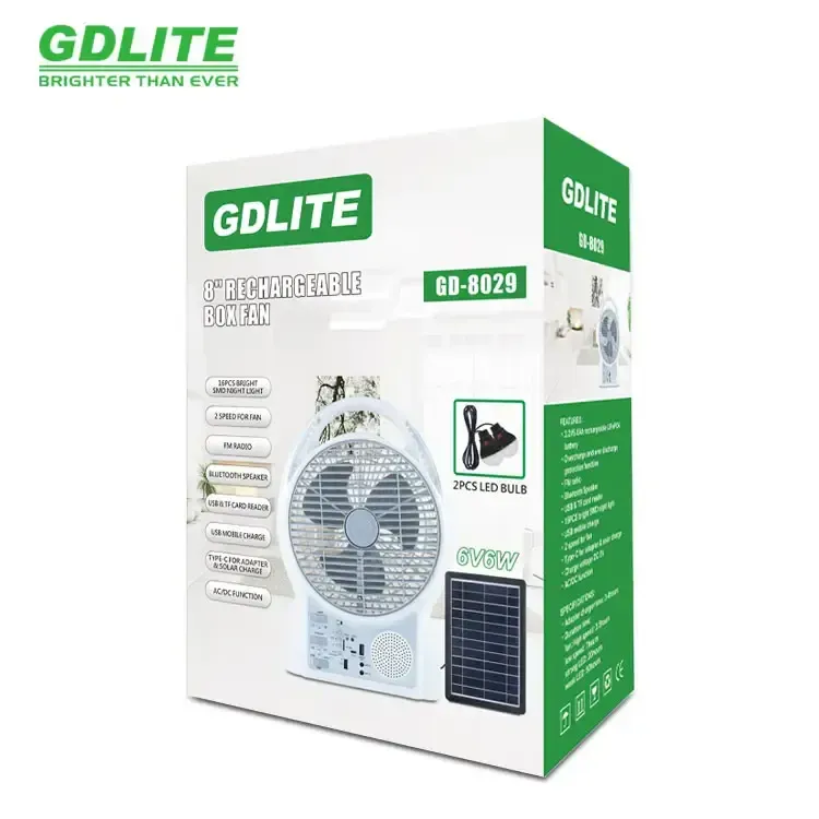 Ventilador Recargable Solar 6 En 1  GD-8029 