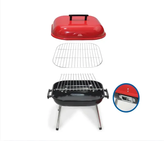 Asador De Carbón BBQ Rojo Home Elements HEBBQ9014R