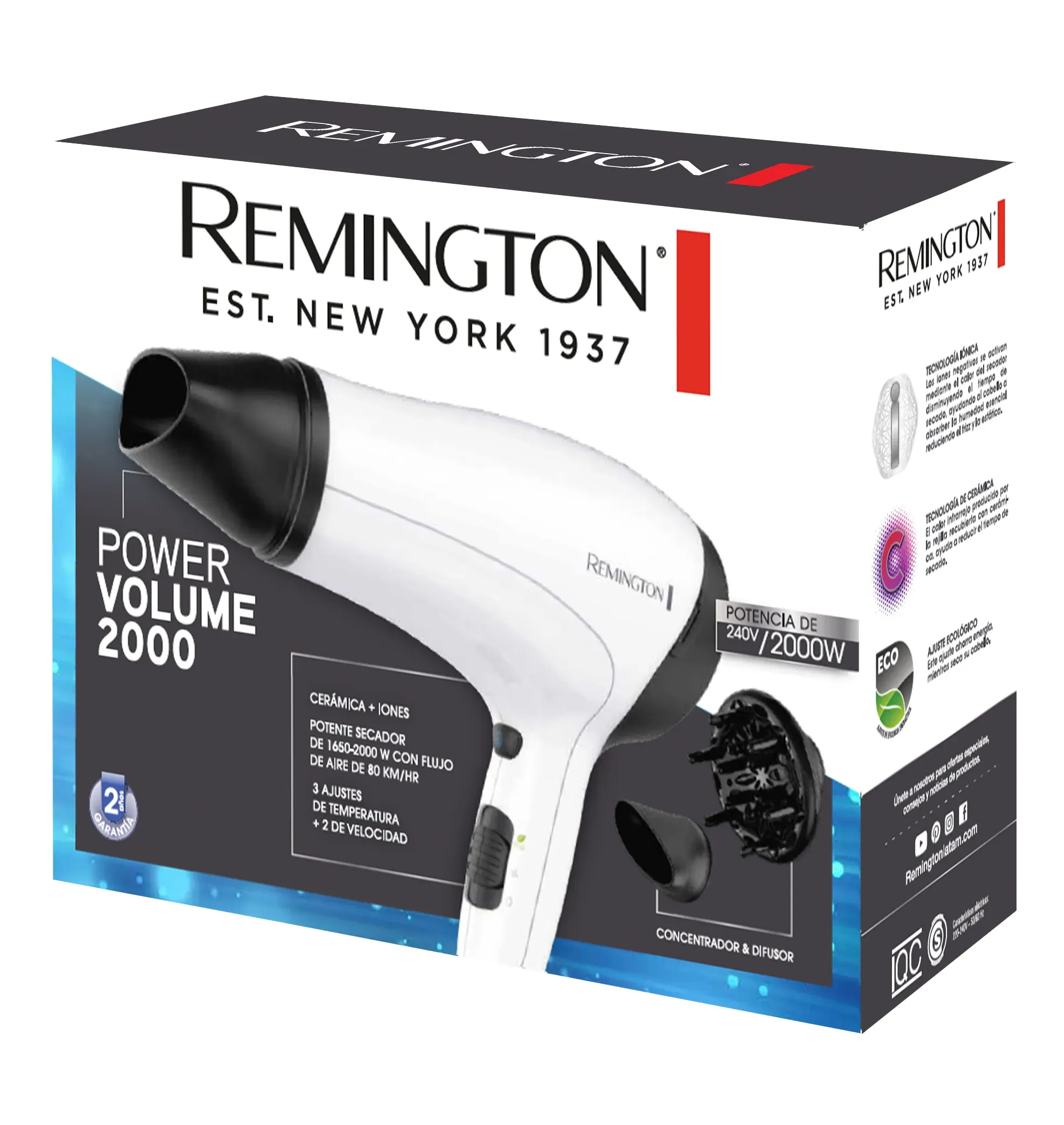 Secador  Original Remington Iones y Cerámica D3015