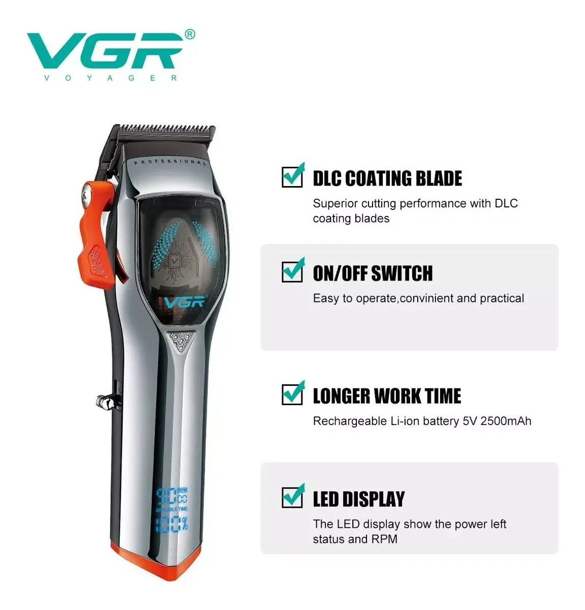 Máquina Barbería Profesional Magnético VGR V-647 