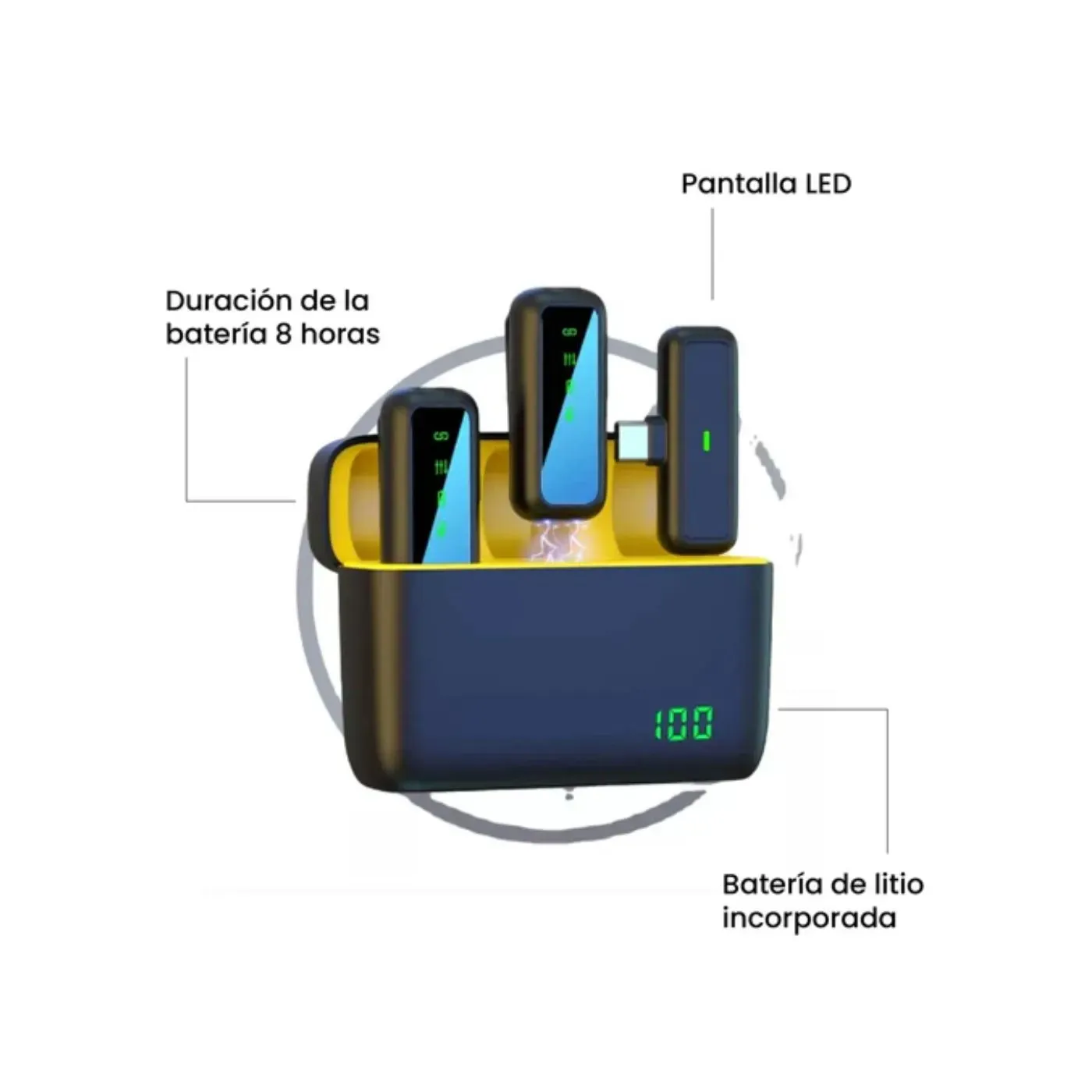 Micrófono De Solapa Con Estuche De Carga TipoC-Iphone SX6 Huge 