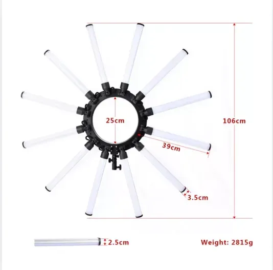 Aro De Luz Led 92Cm Estrella 12 Tubos Huge