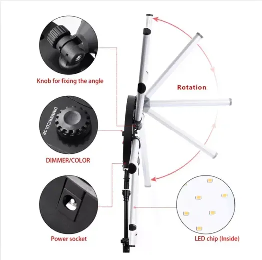 Aro De Luz Led 92Cm Estrella 12 Tubos Huge