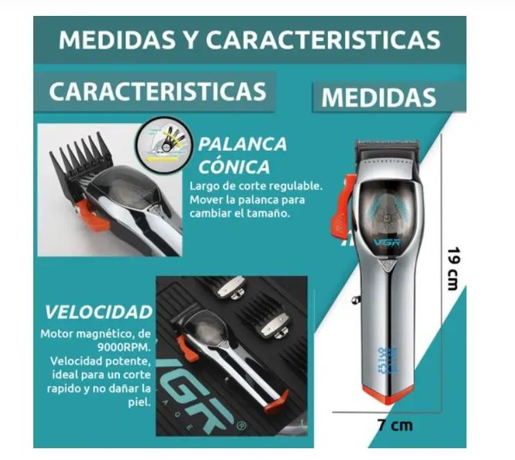 Máquina Barbería Profesional Magnético VGR V-647 