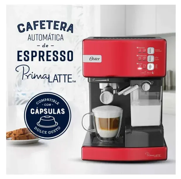 Cafetera PrimaLatte De Espresso Cappuccino Y Latte Roja Oster BVSTEM6603R