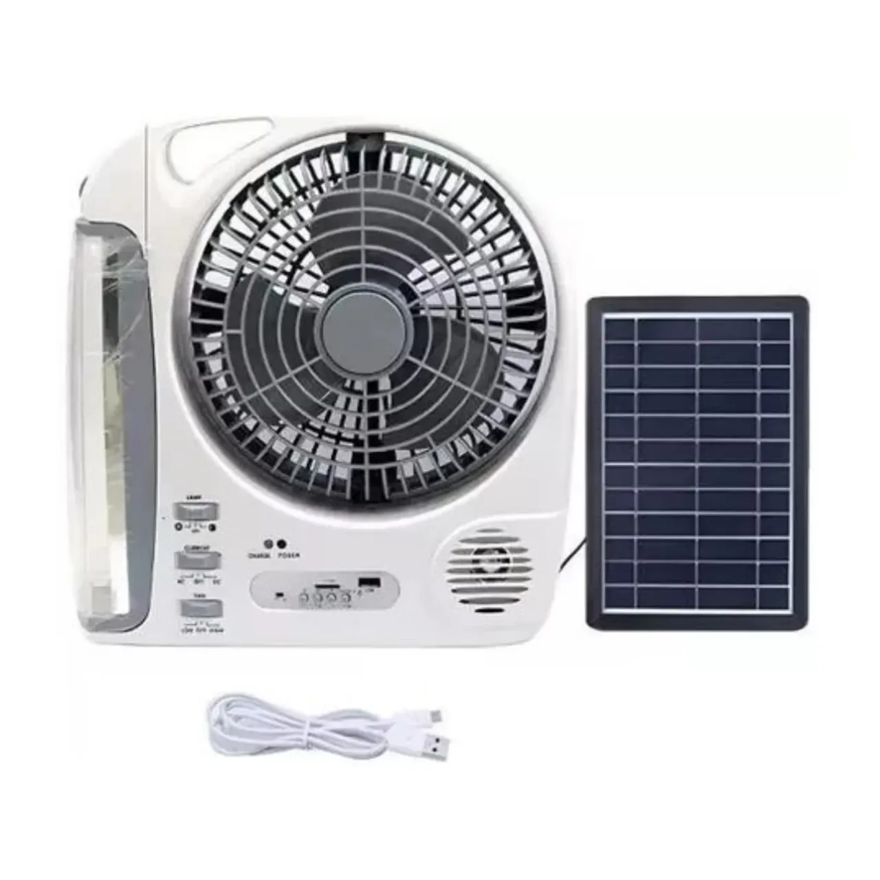 Ventilador Recargable Multifuncional Con Panel Solar GD-8028