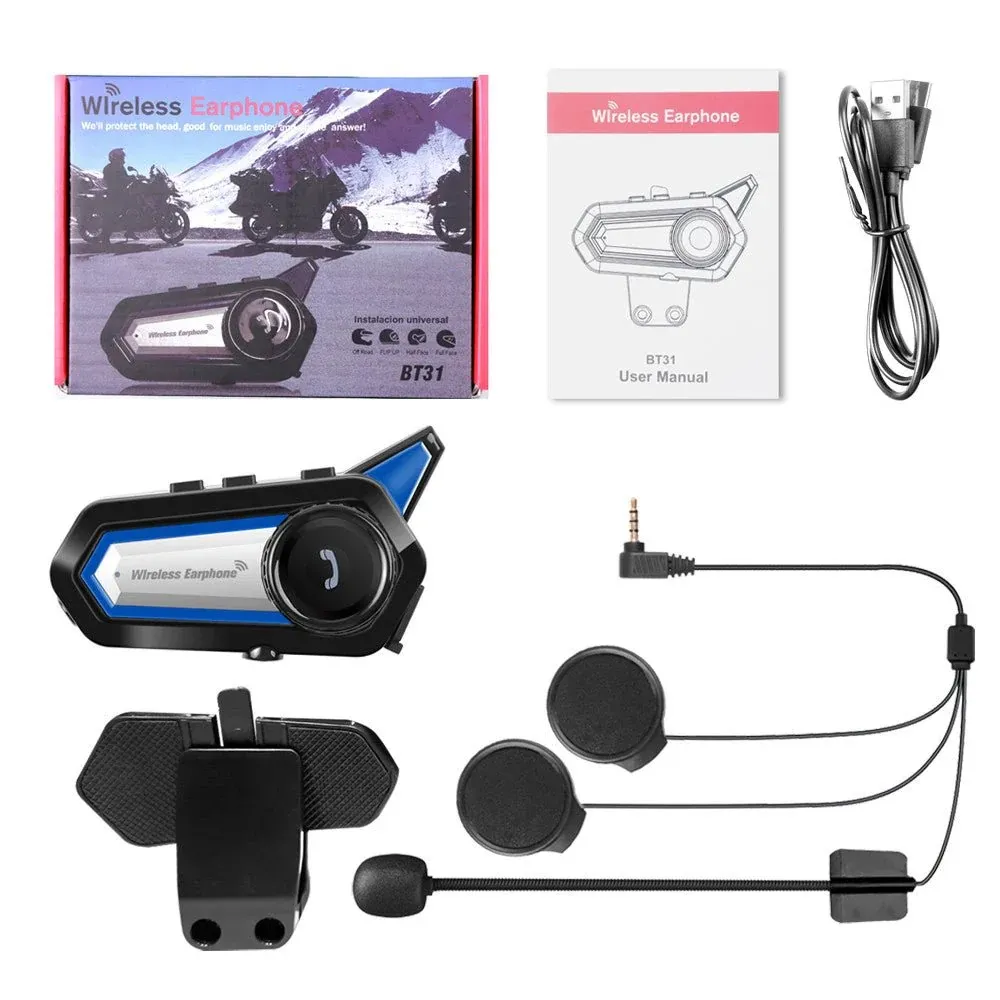 Intercomunicador Audífono Mic Casco Moto Ip67 Universal Bt31