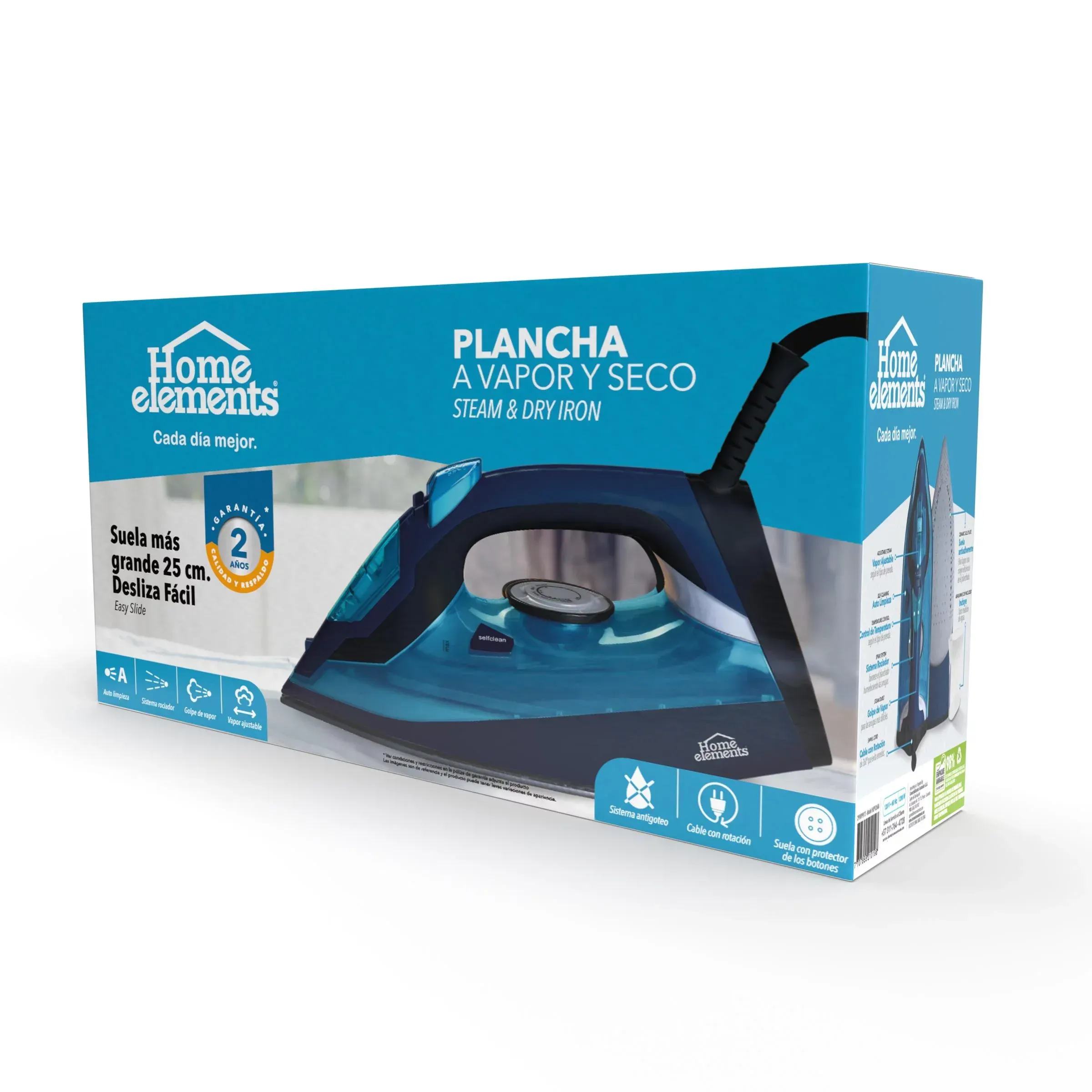 Plancha Home Elements A Vapor Y Seco Antiadherente HEPV268A