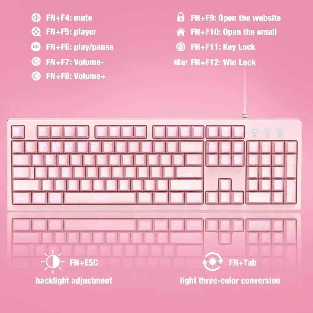 Teclado De Membrana Gamer Onikuma Rosado G25 