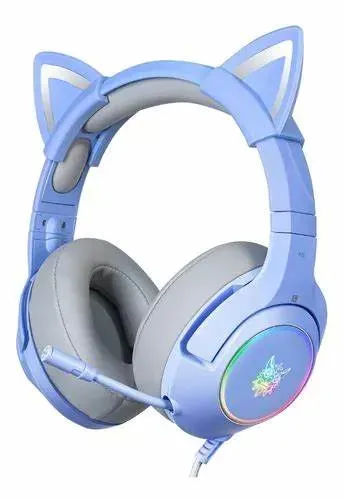 Audífonos Gamer Onikuma Con Orejas Azul K9 + Soporte 