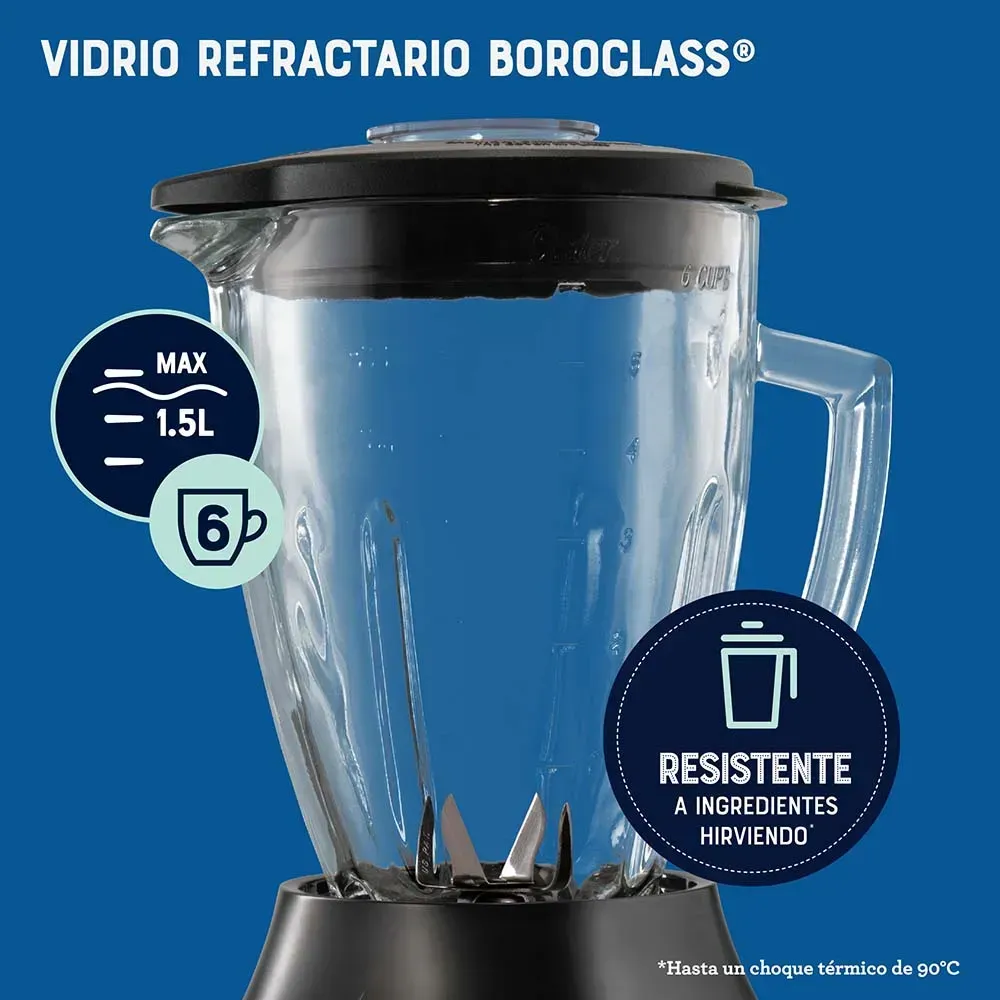 Licuadora Oster Con Tecnología Reversible Vaso de Vidrio BLSTPBRGR