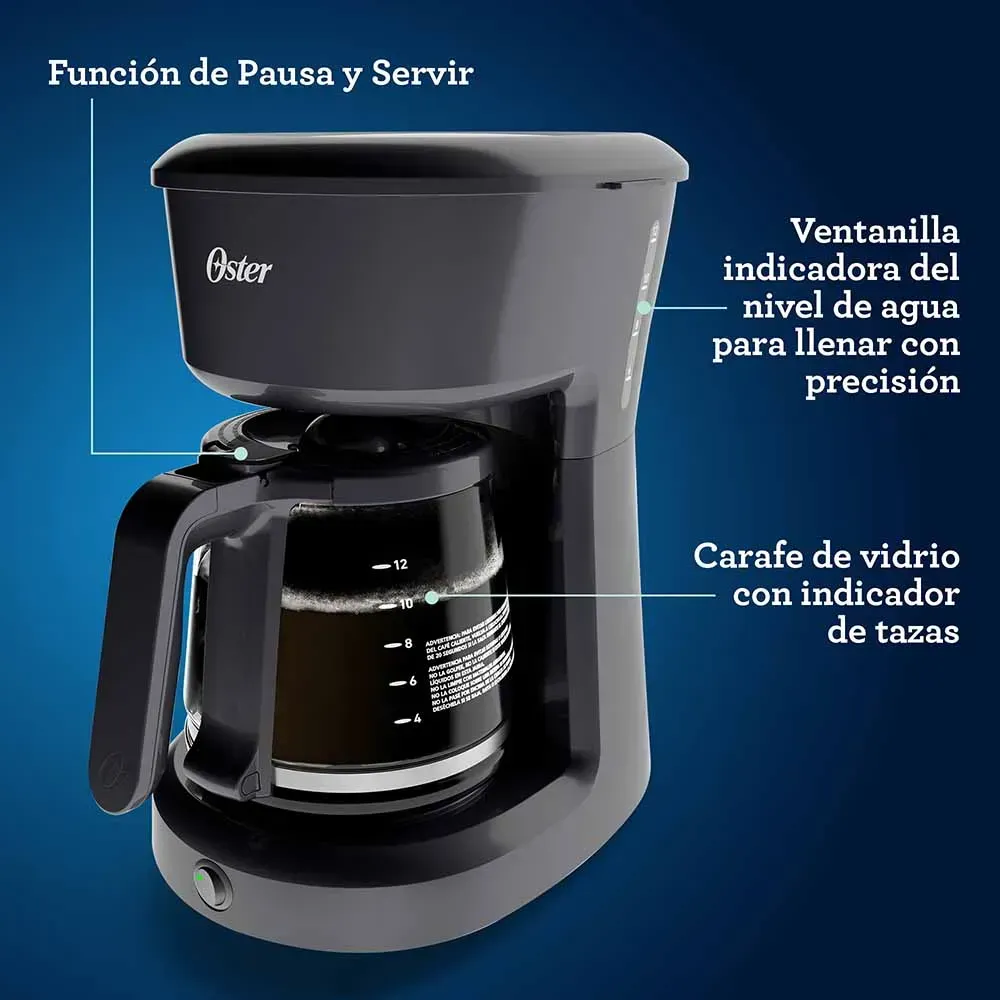 Cafetera Oster De 12 Tazas Con Filtro Permanente BVSTDCS12B