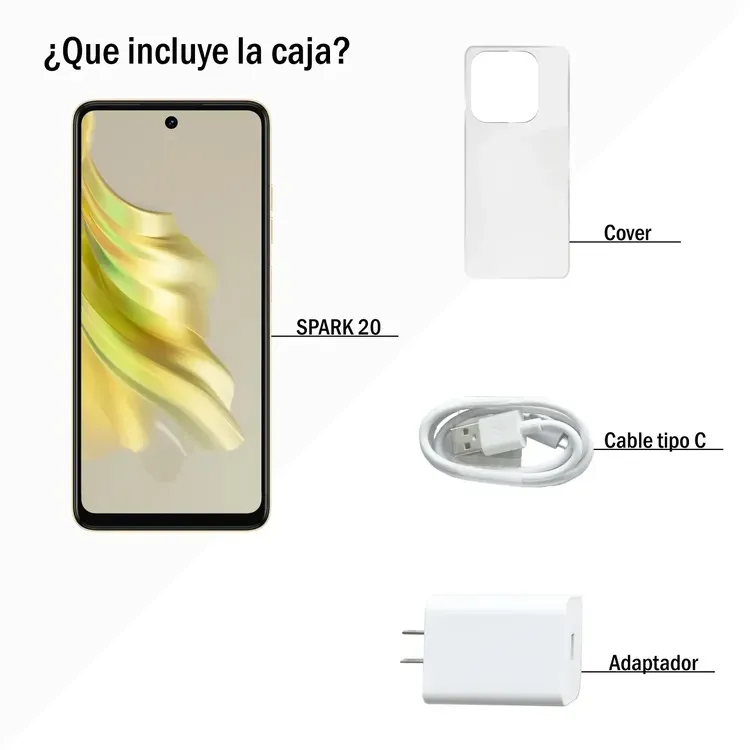 Celular Tecno Spark 20 Dual Sim 256 Gb 8+8 Ram Dorado+ Obsequio