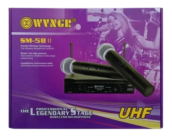 Kit Microfonos Inalambricos  Sm-58 Receptor Uhf Karaoke