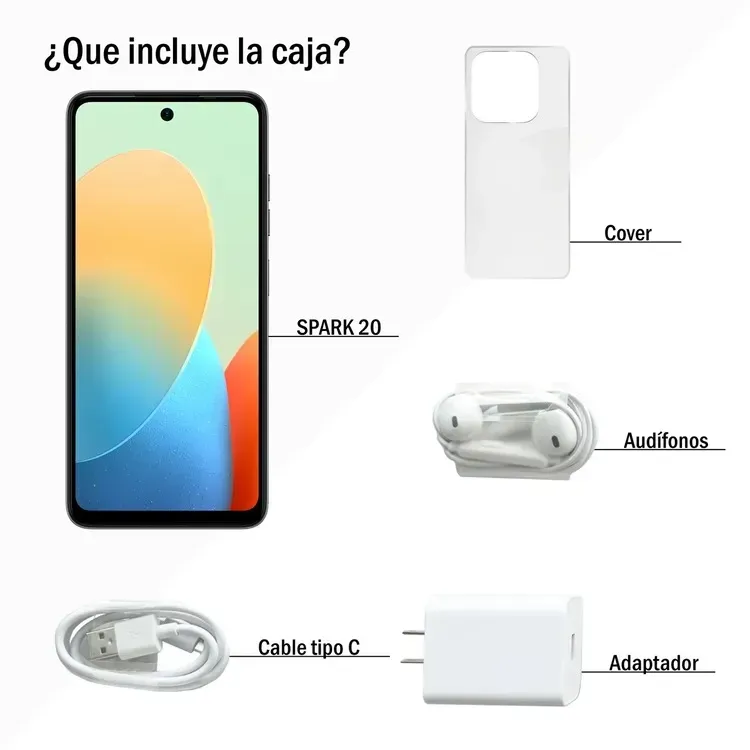 Celular Tecno Spark Go 2024 Blanco 64Gb 6Ram +Audífonos Inalámbricos BT