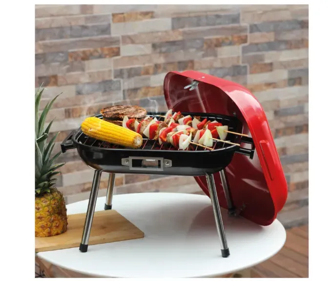 Asador De Carbón BBQ Rojo Home Elements HEBBQ9014R