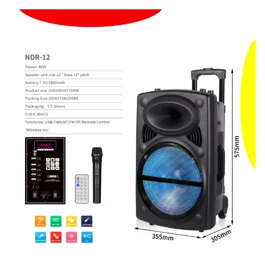 Parlante Con Ruedas 12 Pulgadas NDR-12 DB