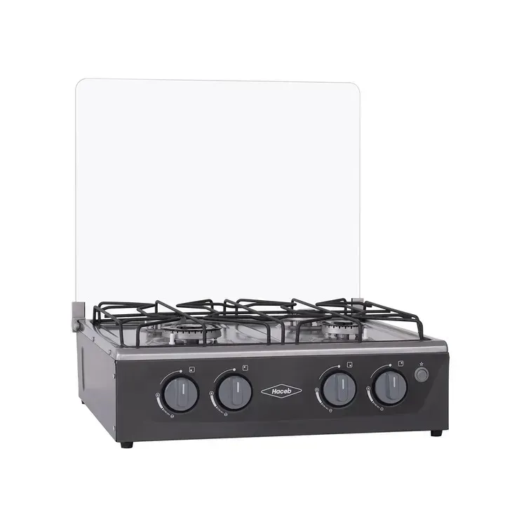 Estufa De Mesa Avellana V Gas Natural Negra Con Tapa De Vidrio Haceb Gris