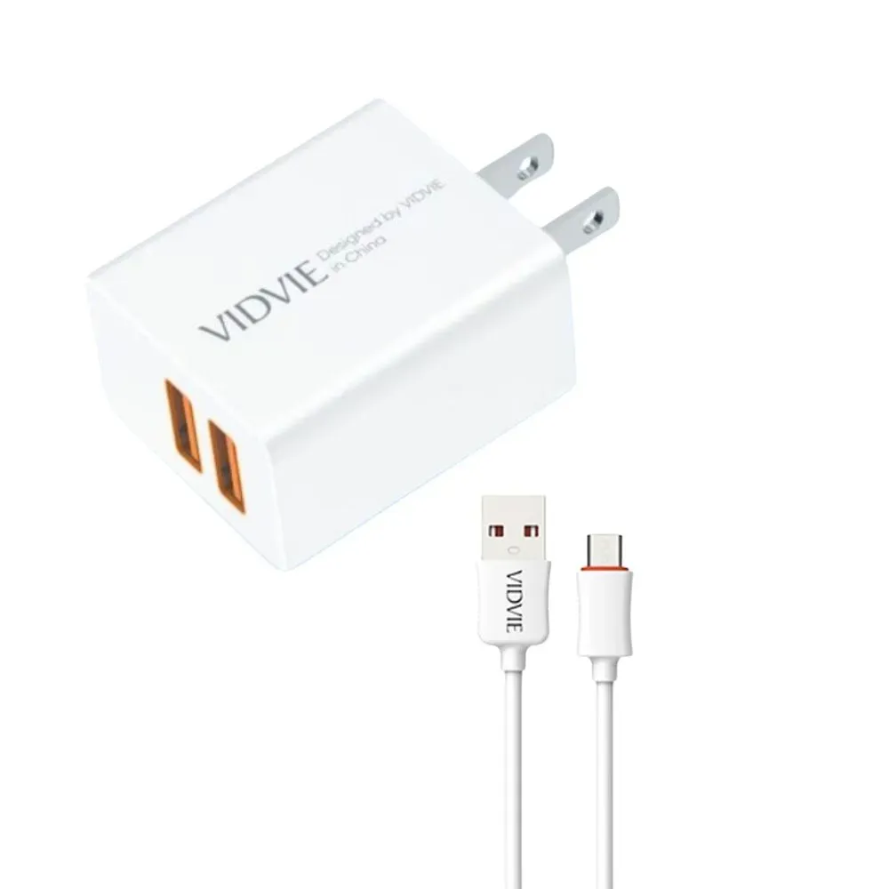 Cargador Completo Doble Puerto USB PLM323 Blanco