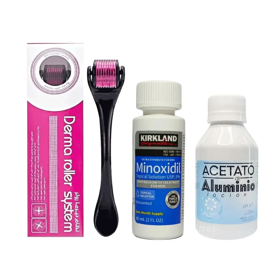 Kit Completo Crecimiento de Barba Minoxidil 5%+ Dermaroller+ Locion Hidratante