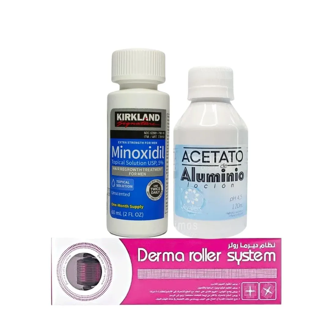 Kit Completo Crecimiento de Barba Minoxidil 5%+ Dermaroller+ Locion Hidratante