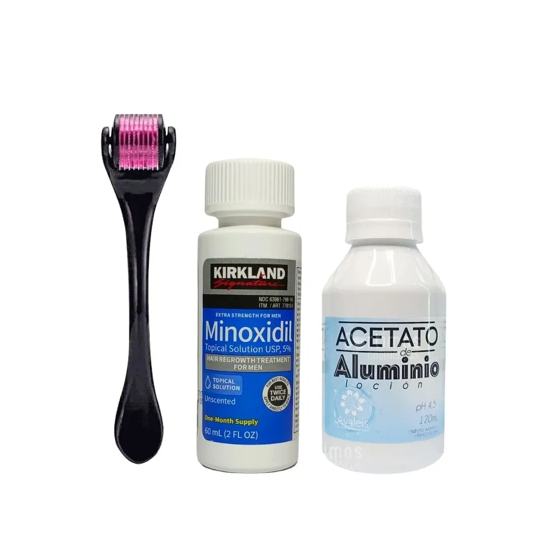 Kit Completo Crecimiento de Barba Minoxidil 5%+ Dermaroller+ Locion Hidratante