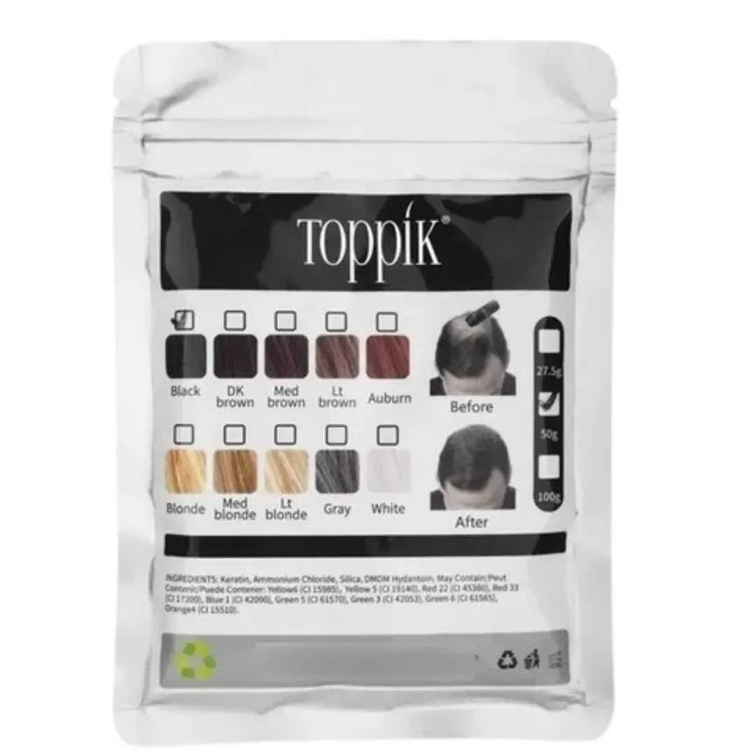 Kit Fibras Capilares Negro Toppik Bolsa + Aplicador + Fijador