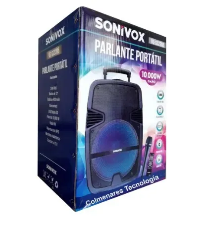 Sonivox VS-S2285: Parlante Bluetooth 12" Con Bass Potente, Luces LED Y Micrófono Inalámbrico Para Karaoke